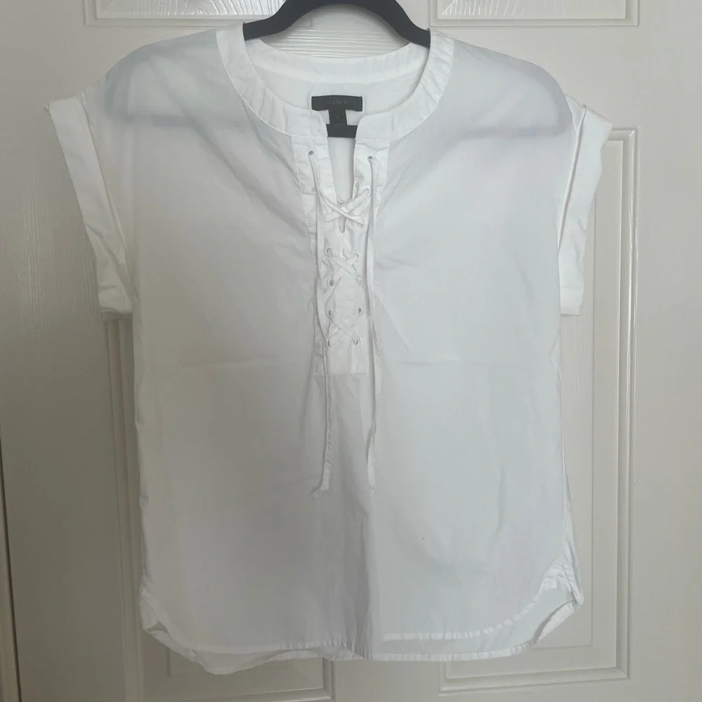 J.Crew white short sleeve blouse size‎ 2